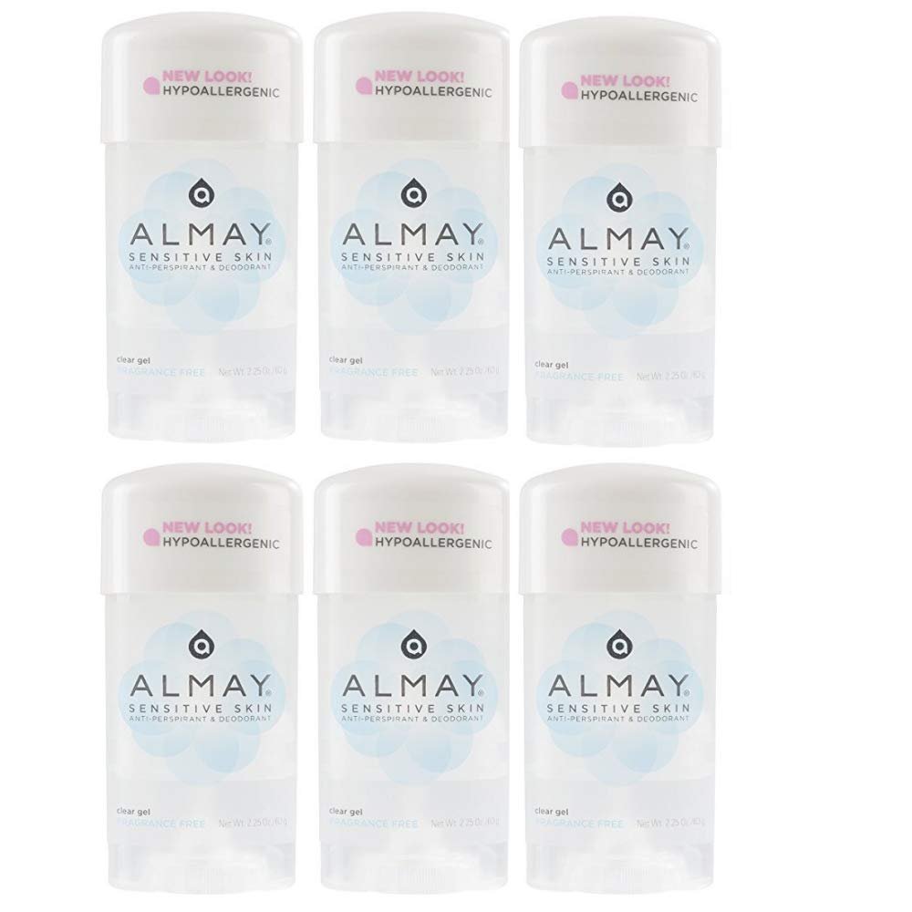 Almay Sensitive Skin Clear Gel Fragrance Free Deodorant for Sensitive Skin - 2.25 oz (Pack of 6) - görsel 1