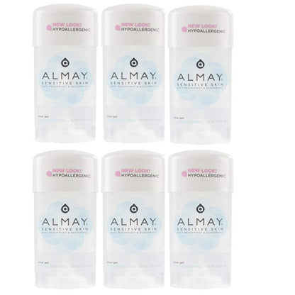 Almay Sensitive Skin Clear Gel Fragrance Free Deodorant for Sensitive Skin - 2.25 oz (Pack of 6)