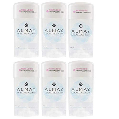 Almay Sensitive Skin Clear Gel Fragrance Free Deodorant for Sensitive Skin - 2.25 oz (Pack of 6)