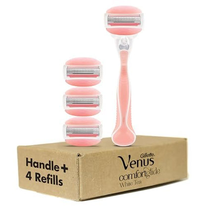 Gillette Venus ComfortGlide White Tea Women's Razor: 1 Handle + 4 Blade Refills Avelisse