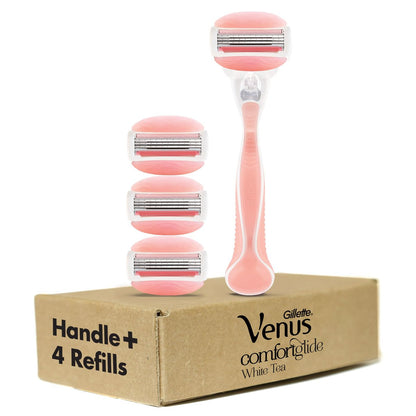 Gillette Venus ComfortGlide White Tea Women's Razor: 1 Handle + 4 Blade Refills Avelisse