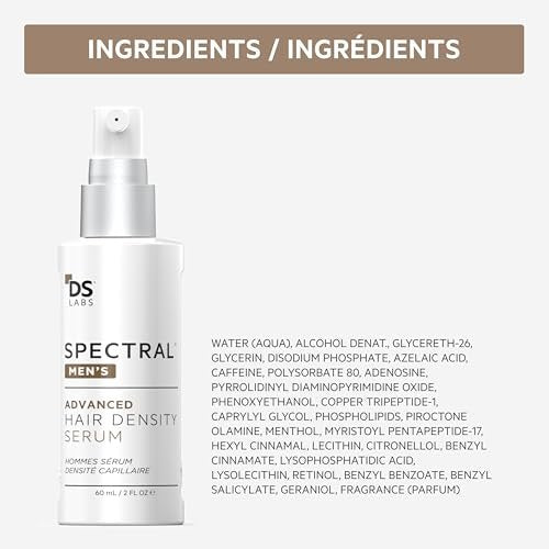 DS Labs Spectral Men’s Hair Density Serum (formerly Spectral.DNC-N) - Lightweight Leave-In for Fuller Looking, Thicker Looking Hair, Fast Absorbing, Non-Greasy, For All Hair Types, 60mL, (3 Pack) Avelisse