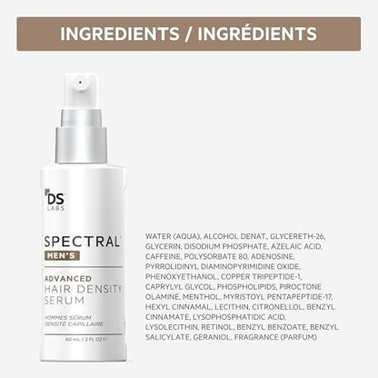 DS Labs Spectral Men’s Hair Density Serum (formerly Spectral.DNC-N) - Lightweight Leave-In for Fuller Looking, Thicker Looking Hair, Fast Absorbing, Non-Greasy, For All Hair Types, 60mL, (3 Pack) Avelisse