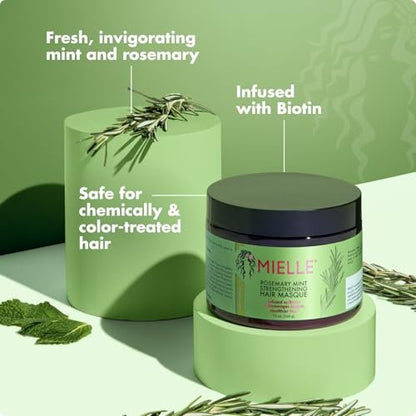 Mielle Organics Rosemary Mint Strengthening Hair Mask – Deep Conditioning Treatment with Biotin, Honey & Coconut Oil for Healthier Strands (12 oz)