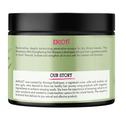 Mielle Organics Rosemary Mint Strengthening Hair Mask – Deep Conditioning Treatment with Biotin, Honey & Coconut Oil for Healthier Strands (12 oz)