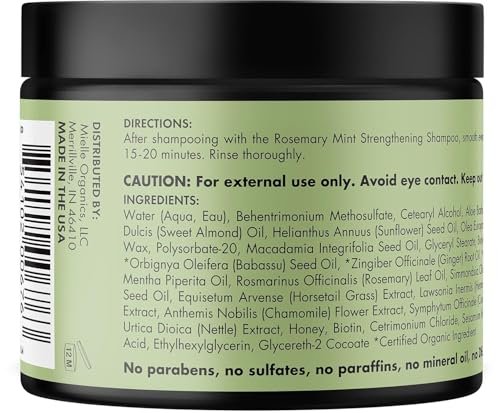 Mielle Organics Rosemary Mint Strengthening Hair Mask – Deep Conditioning Treatment with Biotin, Honey & Coconut Oil for Healthier Strands (12 oz) - görsel 16