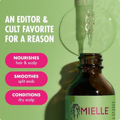 Mielle Organics Rosemary & Mint Strengthening Hair Oil – Biotin-Infused Treatment for Dry Scalp, Split Ends, and Frizzy Hair, Promotes Longer, Healthier Strands (2 oz)
