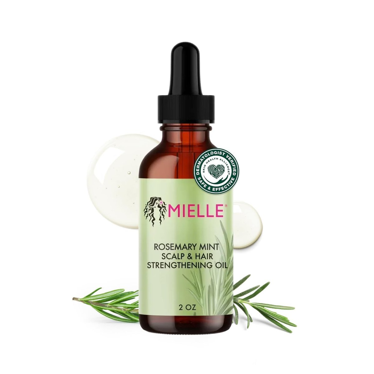 Mielle Organics Rosemary & Mint Strengthening Hair Oil – Biotin-Infused Treatment for Dry Scalp, Split Ends, and Frizzy Hair, Promotes Longer, Healthier Strands (2 oz) - görsel 1