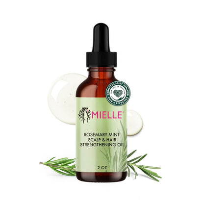 Mielle Organics Rosemary & Mint Strengthening Hair Oil – Biotin-Infused Treatment for Dry Scalp, Split Ends, and Frizzy Hair, Promotes Longer, Healthier Strands (2 oz)