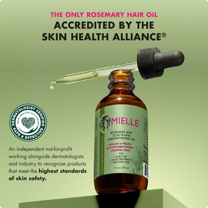 Mielle Organics Rosemary & Mint Strengthening Hair Oil – Biotin-Infused Treatment for Dry Scalp, Split Ends, and Frizzy Hair, Promotes Longer, Healthier Strands (2 oz)