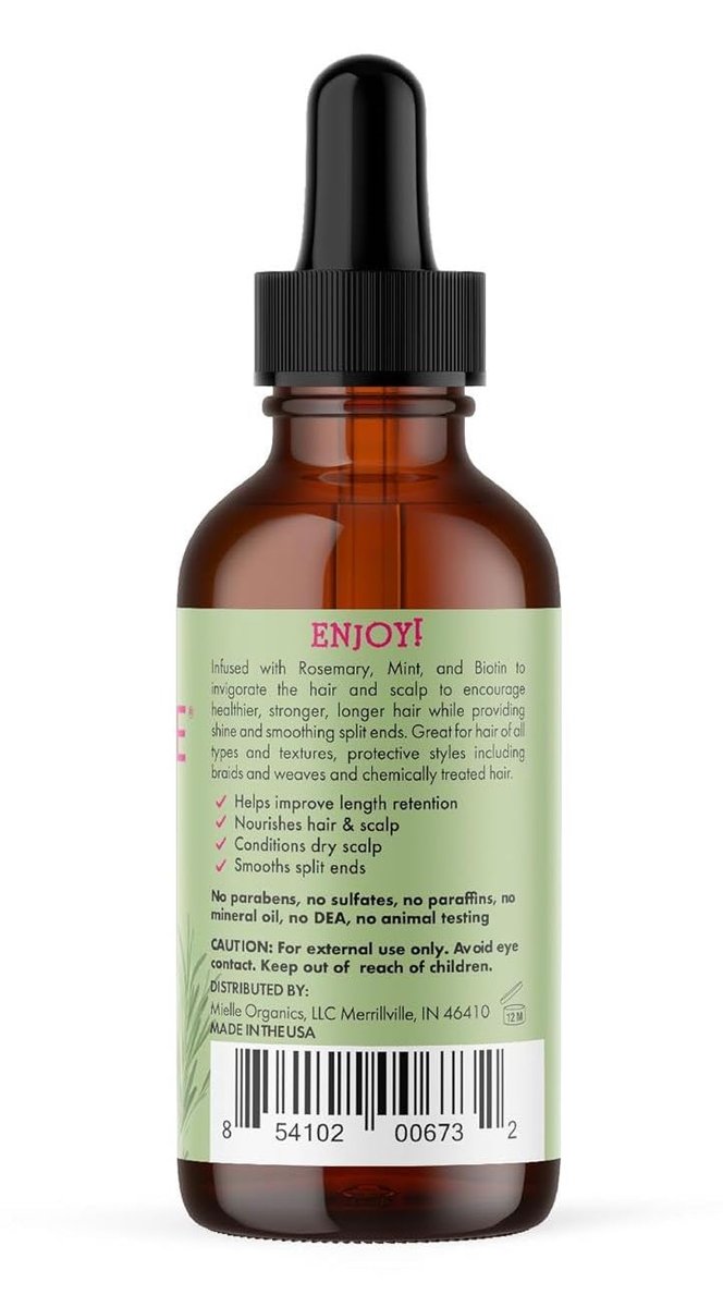 Mielle Organics Rosemary & Mint Strengthening Hair Oil – Biotin-Infused Treatment for Dry Scalp, Split Ends, and Frizzy Hair, Promotes Longer, Healthier Strands (2 oz) - görsel 17