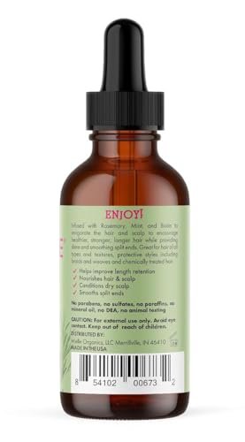 Mielle Organics Rosemary & Mint Strengthening Hair Oil – Biotin-Infused Treatment for Dry Scalp, Split Ends, and Frizzy Hair, Promotes Longer, Healthier Strands (2 oz)