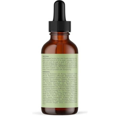 Mielle Organics Rosemary & Mint Strengthening Hair Oil – Biotin-Infused Treatment for Dry Scalp, Split Ends, and Frizzy Hair, Promotes Longer, Healthier Strands (2 oz)