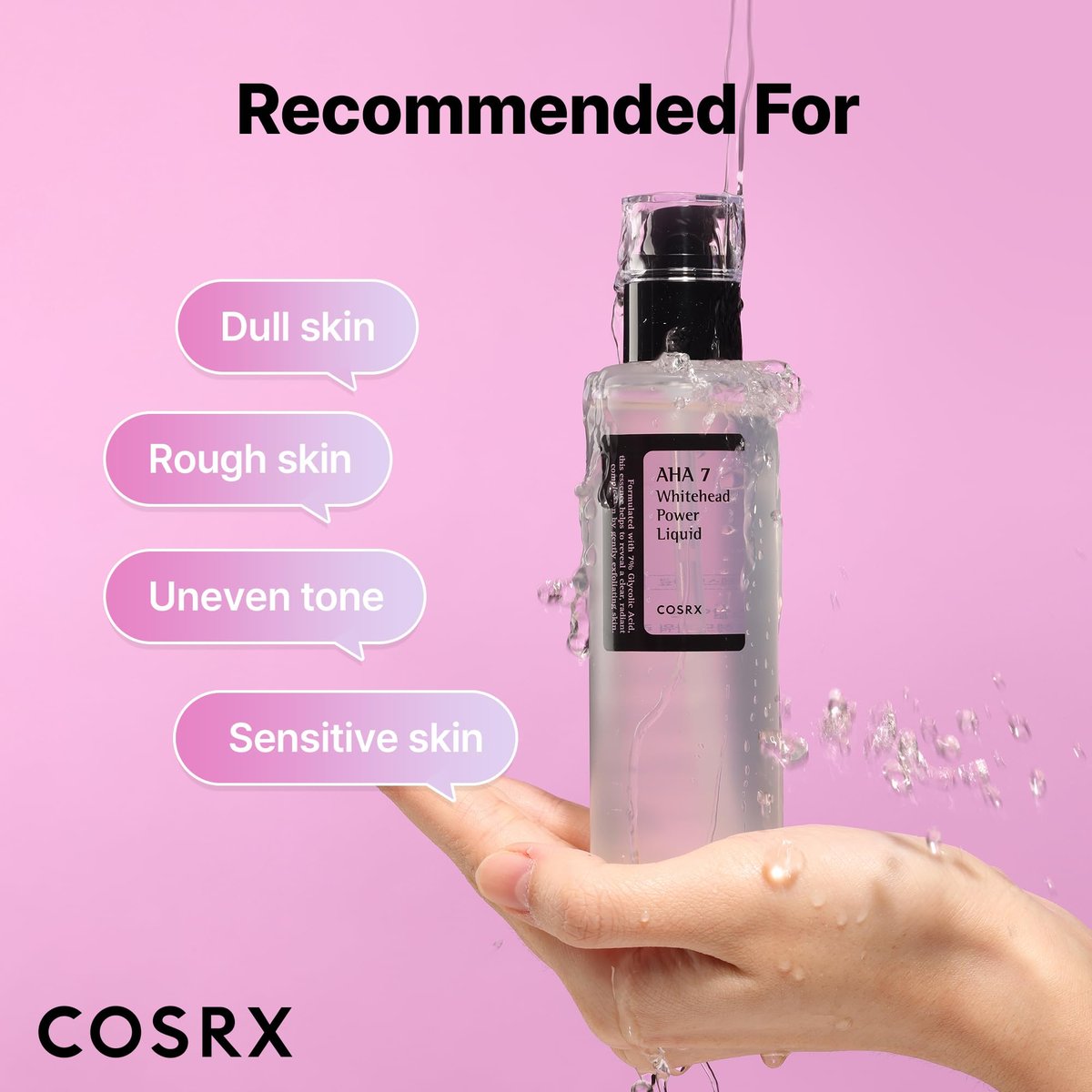 COSRX 7% Glycolic Acid Whitehead Removing Power Liquid – AHA Exfoliating Toner for Face & Body, Pore Minimizer, Korean Skin Care - görsel 7