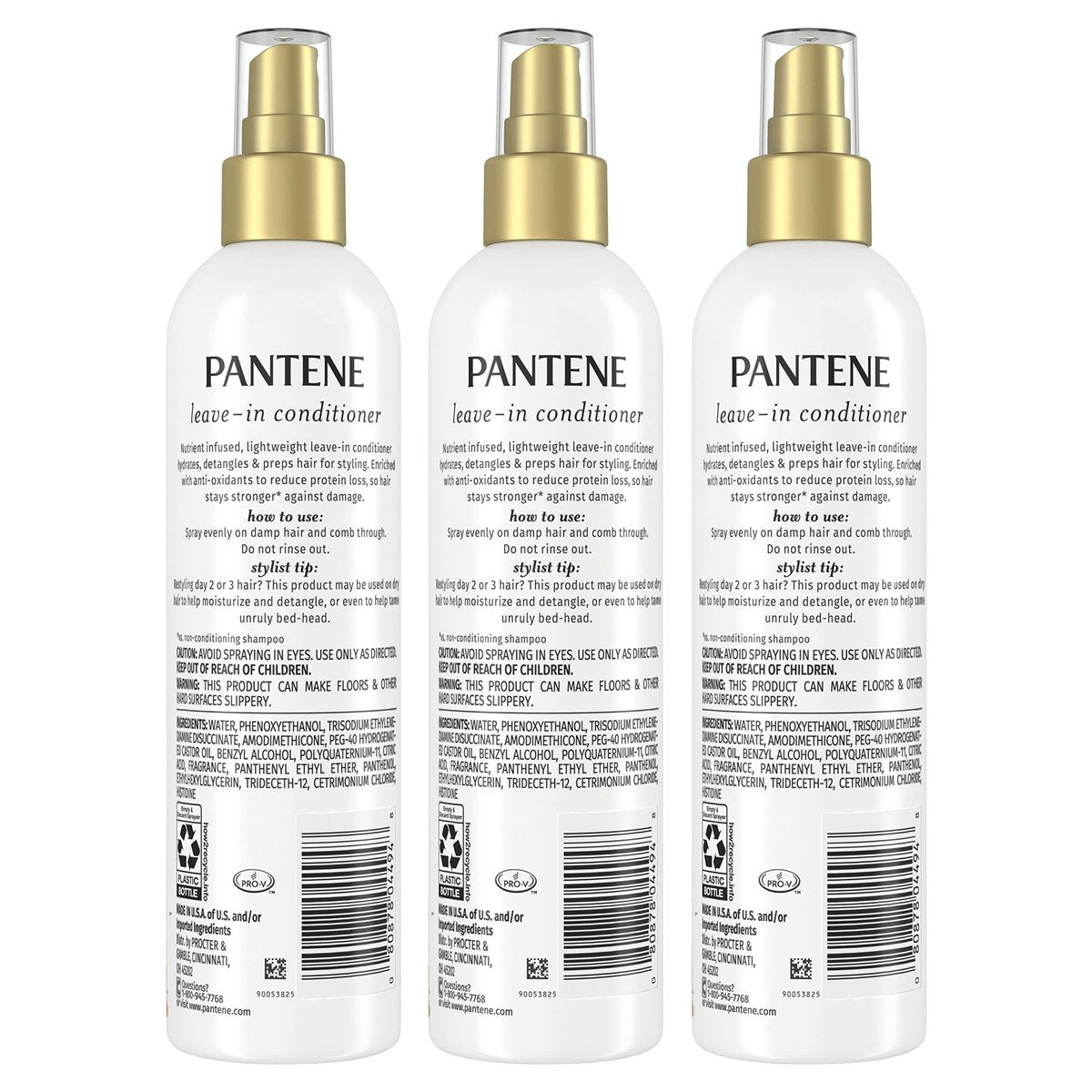 Pantene Pro-V Repair & Protect Conditioning Detangler Spray, Leave-In Conditioner for Damaged Hair, Sulfate-Free, 8.5 Fl Oz (Pack of 3) Avelisse