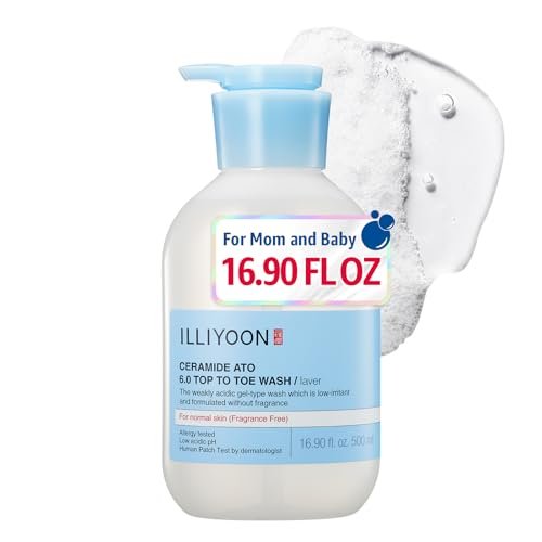 Illiyoon Ceramide Ato 6.0 Top to Toe Wash – Mild 3-in-1 Baby Body Wash, Shampoo & Conditioner, 16.9 Fl Oz (500ml) Avelisse