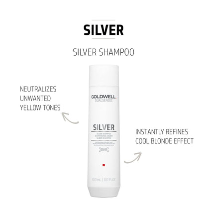 Goldwell Dualsenses Silver Shampoo 300mL – Neutralizes Brassiness for Cool Blonde & Gray Hair Avelisse