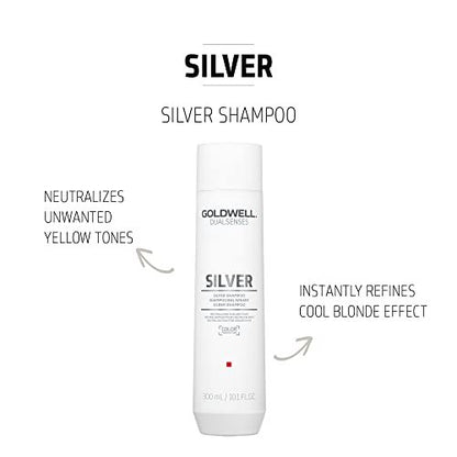 Goldwell Dualsenses Silver Shampoo 300mL – Neutralizes Brassiness for Cool Blonde & Gray Hair Avelisse