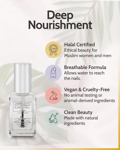 Karma Halal Certified Breathable Nail Polish - Truly Breathable, Cruelty Free & Vegan - Oxygen Permeable Wudu Friendly Top Coat (ANASTASIA) Avelisse