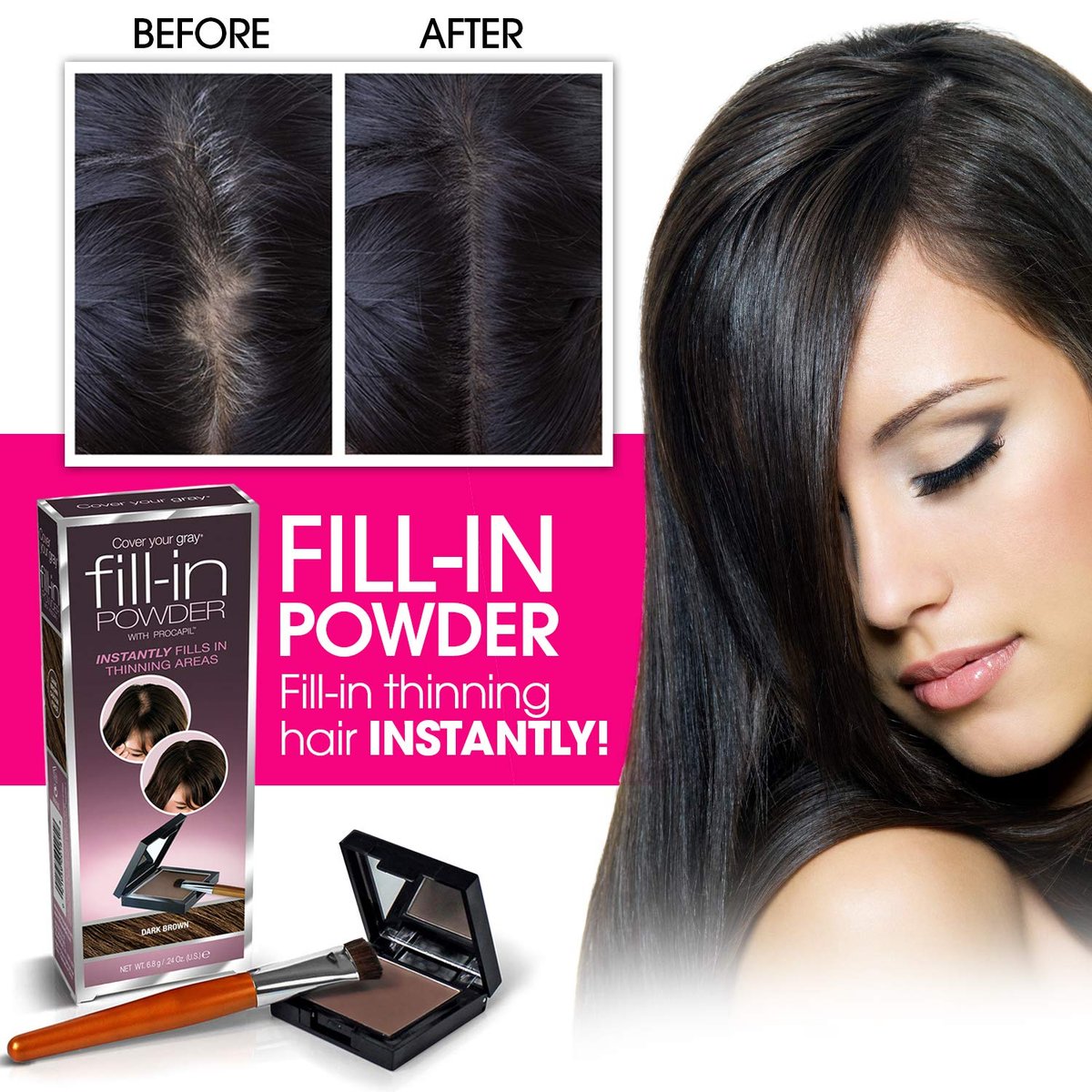 Cover Your Gray Pro Fill-In Fibers with Procapil - Dark Brown - görsel 12