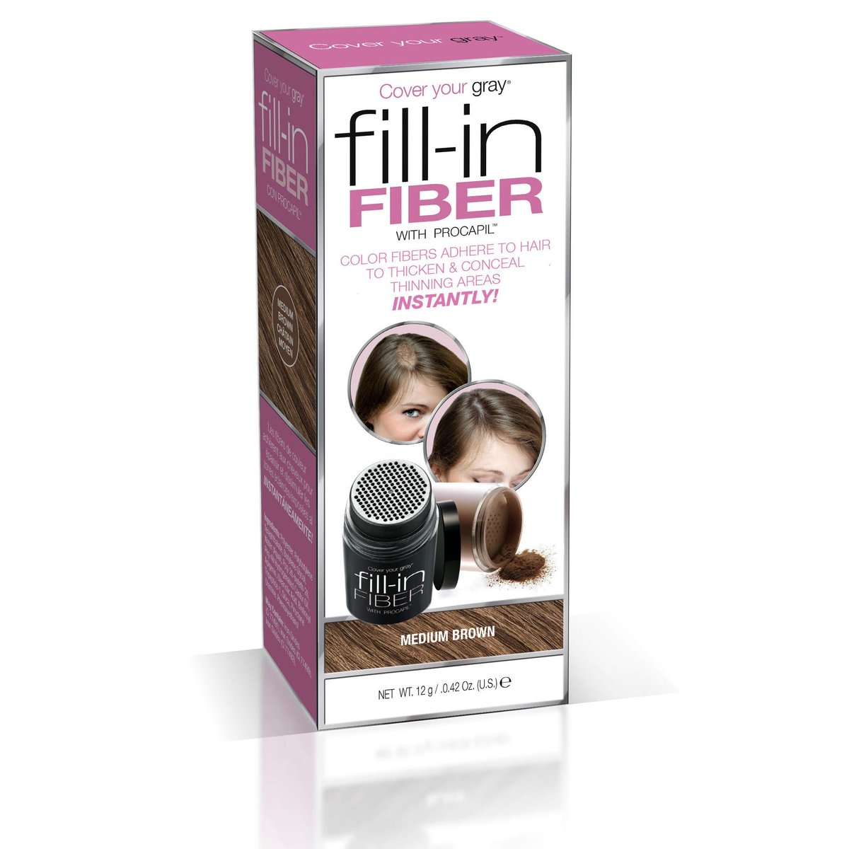 Cover Your Gray Pro Fill-In Fibers with Procapil - Medium Brown for Hair Loss & Thinning - görsel 1