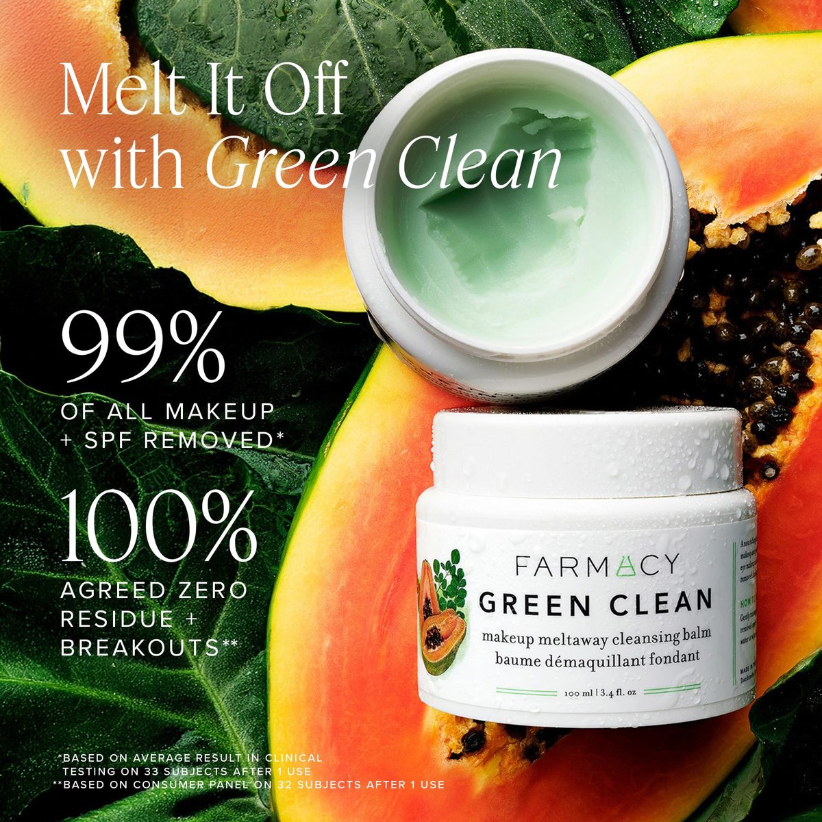Farmacy Green Clean Makeup Remover Cleansing Balm - Waterproof Makeup Remover & Oil Cleanser for Face, Gently Melts Makeup & SPF, Hydrates & Softens Skin with Super Greens & Papaya (50ml) - görsel 4