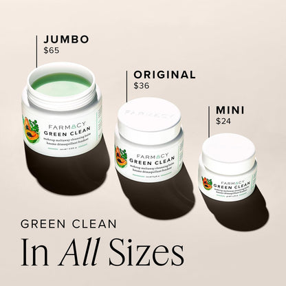 Farmacy Green Clean Makeup Remover Cleansing Balm - Waterproof Makeup Remover & Oil Cleanser for Face, Gently Melts Makeup & SPF, Hydrates & Softens Skin with Super Greens & Papaya (50ml)