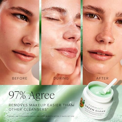 Farmacy Green Clean Makeup Remover Cleansing Balm - Waterproof Makeup Remover & Oil Cleanser for Face, Gently Melts Makeup & SPF, Hydrates & Softens Skin with Super Greens & Papaya (50ml)