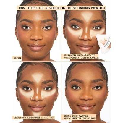 Revolution Loose Baking Powder – Translucent Setting Powder for Long-Lasting, Matte Finish (1.12 oz)