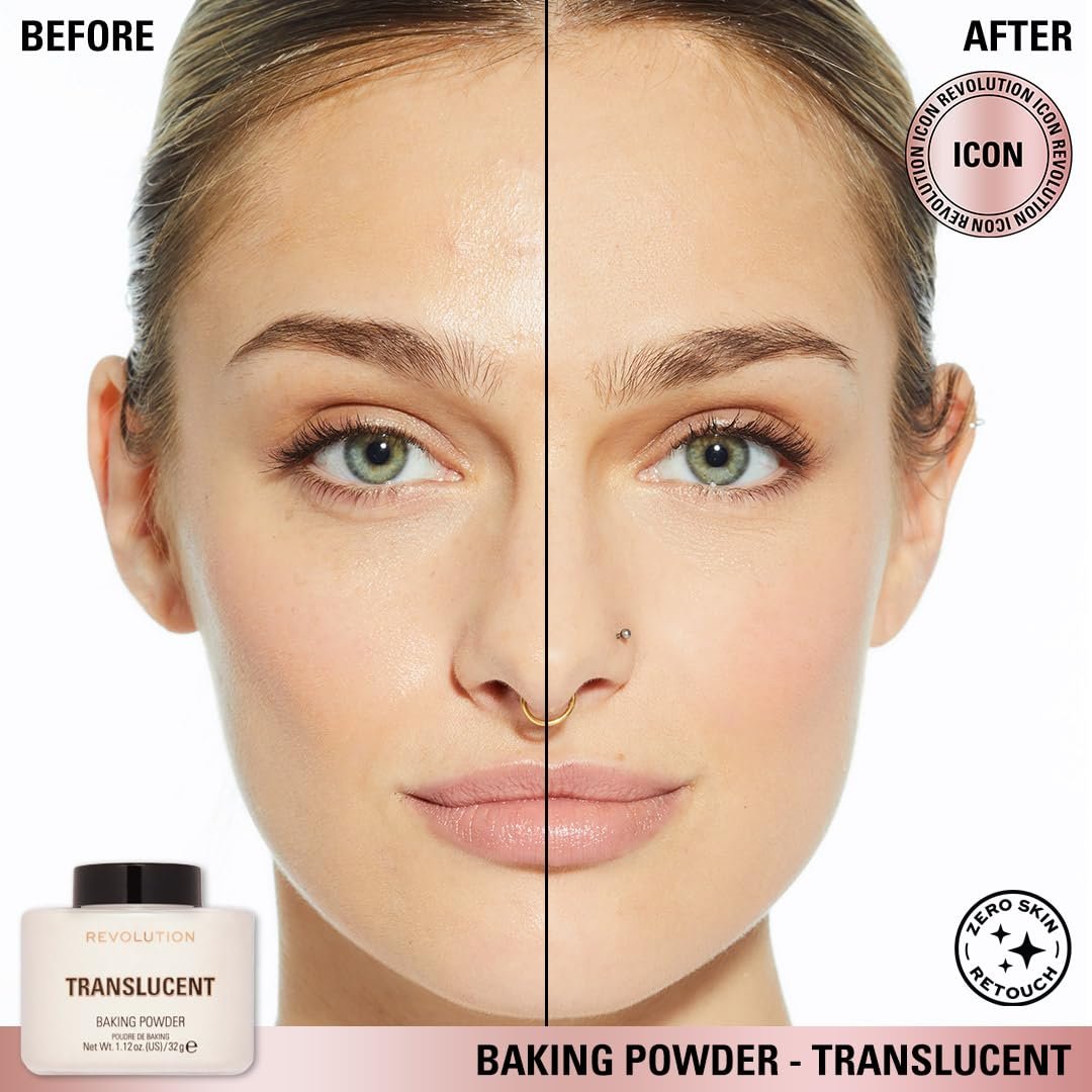 Revolution Loose Baking Powder – Translucent Setting Powder for Long-Lasting, Matte Finish (1.12 oz) - görsel 7