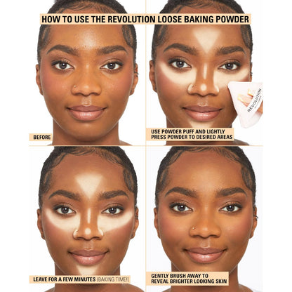 Revolution Loose Baking Powder – Translucent Setting Powder for Long-Lasting, Matte Finish (1.12 oz)