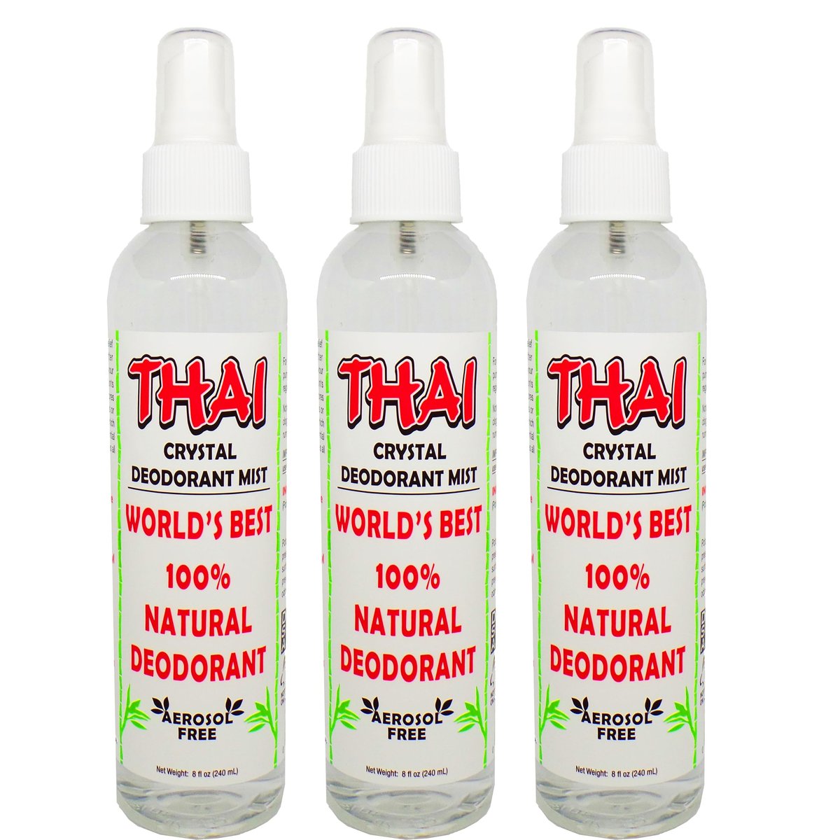 Thai Deodorant Stone Crystal Mist Natural Deodorant Spray 8 oz. Bundle (Pack of 3) – Aluminum-Free, Hypoallergenic, Long-Lasting Odor Protection - görsel 1