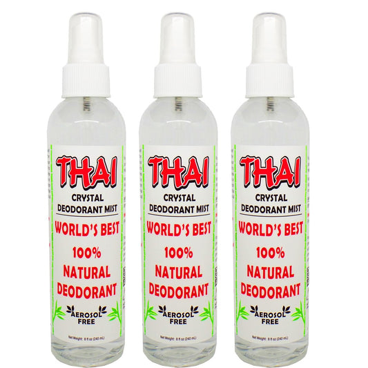 Thai Deodorant Stone Crystal Mist Natural Deodorant Spray 8 oz. Bundle (Pack of 3) – Aluminum-Free, Hypoallergenic, Long-Lasting Odor Protection