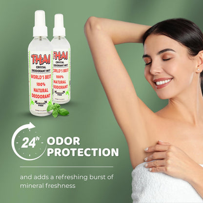Thai Deodorant Stone Crystal Mist Natural Deodorant Spray 8 oz. Bundle (Pack of 3) – Aluminum-Free, Hypoallergenic, Long-Lasting Odor Protection