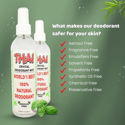Thai Deodorant Stone Crystal Mist Natural Deodorant Spray 8 oz. Bundle (Pack of 3) – Aluminum-Free, Hypoallergenic, Long-Lasting Odor Protection - görsel 8
