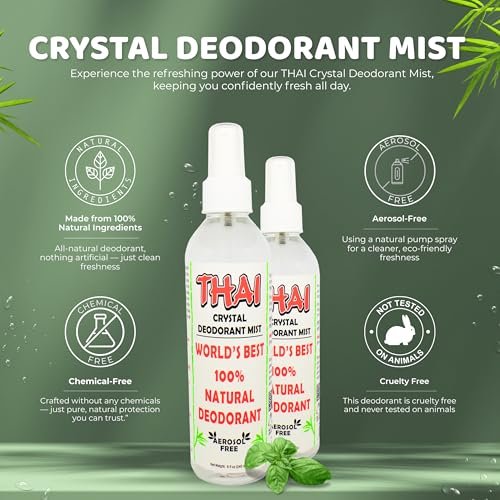 Thai Deodorant Stone Crystal Mist Natural Deodorant Spray 8 oz. Bundle (Pack of 3) – Aluminum-Free, Hypoallergenic, Long-Lasting Odor Protection - görsel 4