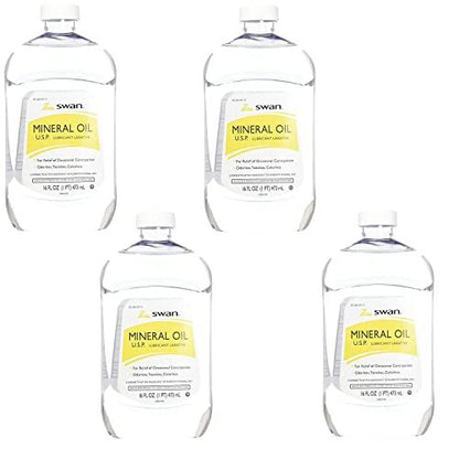 Scrubbles Swan Mineral Oil 16 oz, 4-Pack – Pure Food Grade Oil for Cutting Boards, Countertops, and More Avelisse