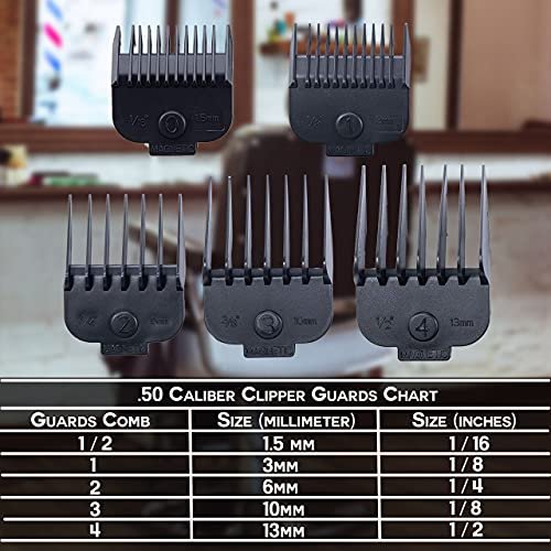Caliber Pro Magnetic Cutting Guards Set – 5-Piece Universal Hair Clipper Guide Combs for Precise Trimming, Black - görsel 10