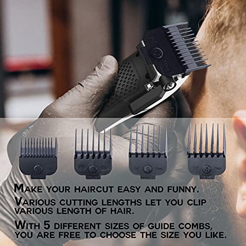 Caliber Pro Magnetic Cutting Guards Set – 5-Piece Universal Hair Clipper Guide Combs for Precise Trimming, Black - görsel 14