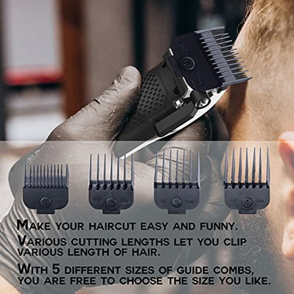 Caliber Pro Magnetic Cutting Guards Set – 5-Piece Universal Hair Clipper Guide Combs for Precise Trimming, Black