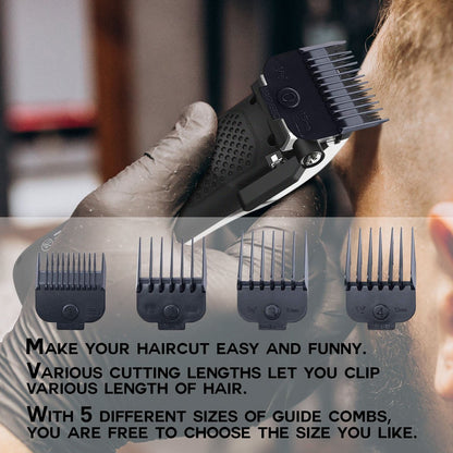 Caliber Pro Magnetic Cutting Guards Set – 5-Piece Universal Hair Clipper Guide Combs for Precise Trimming, Black