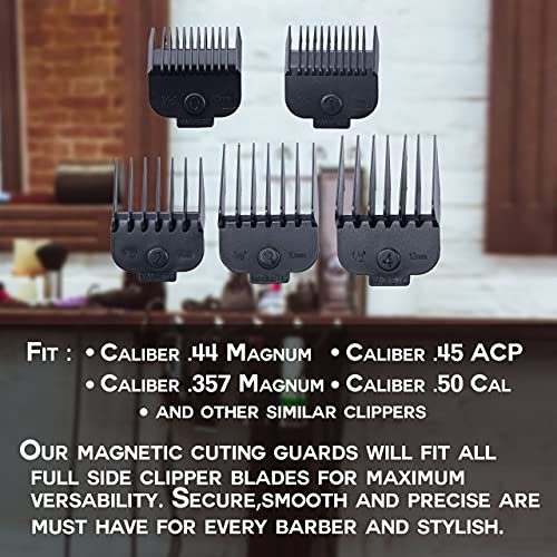 Caliber Pro Magnetic Cutting Guards Set – 5-Piece Universal Hair Clipper Guide Combs for Precise Trimming, Black - görsel 8