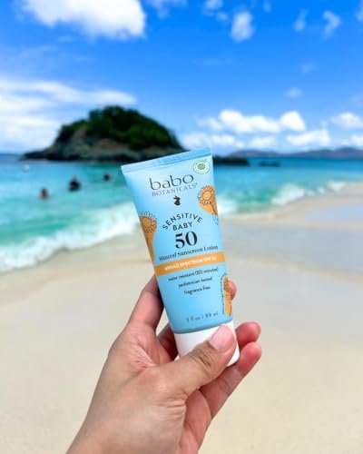 Babo Botanicals Sensitive Baby Mineral Sunscreen Lotion SPF 50 - Natural Zinc Oxide - Fragrance-Free, Water-Resistant, EWG Verified, Vegan - For Babies & Kids - 3 Fl Oz - görsel 6