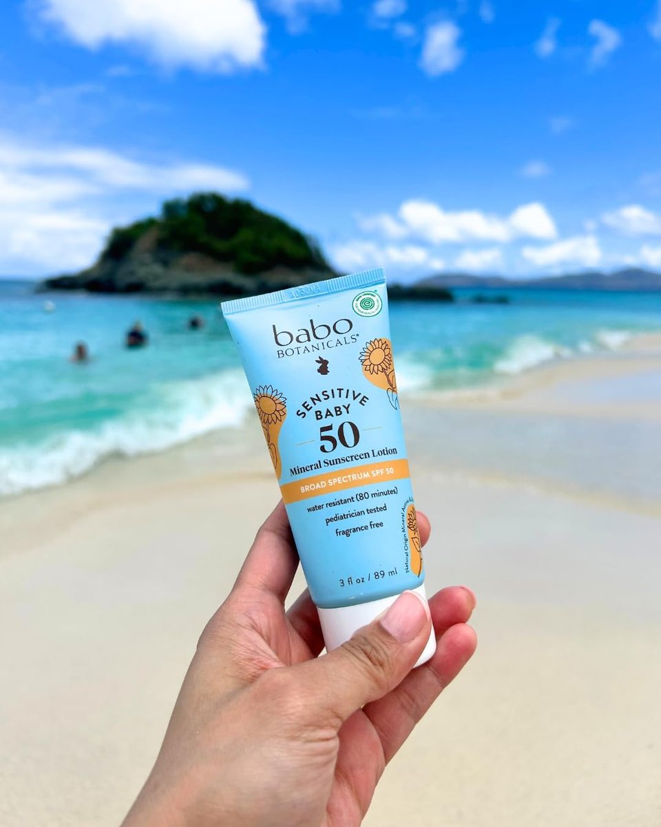 Babo Botanicals Sensitive Baby Mineral Sunscreen Lotion SPF 50 - Natural Zinc Oxide - Fragrance-Free, Water-Resistant, EWG Verified, Vegan - For Babies & Kids - 3 Fl Oz - görsel 7