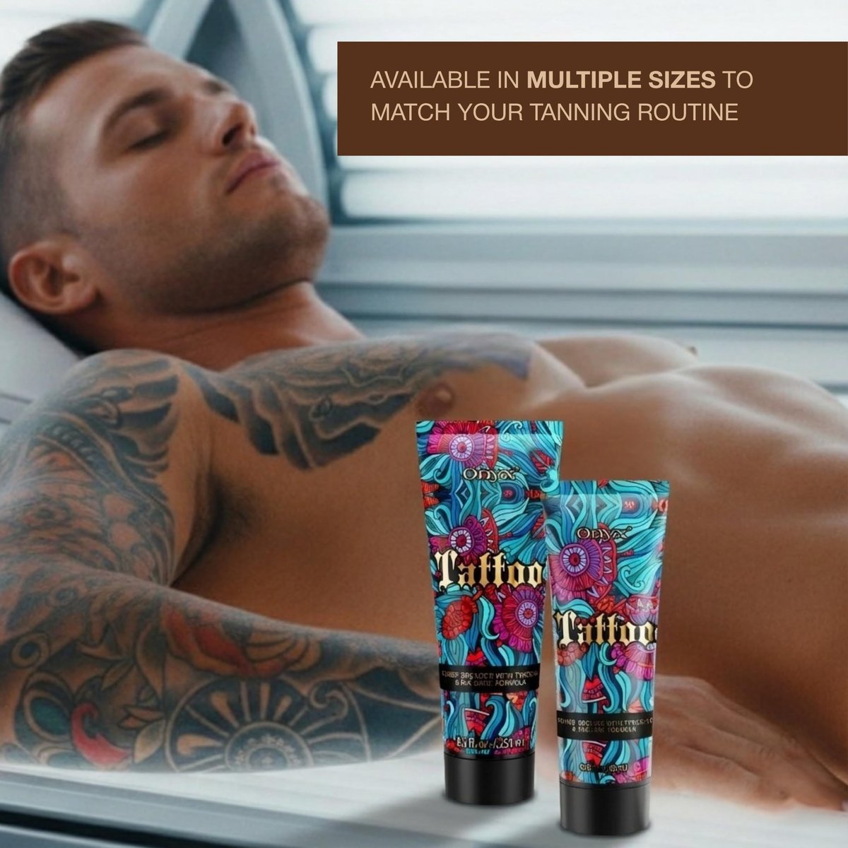 Onyx Tattoo Tanning Lotion - Indoor Accelerator with Bronzer and Tattoo Fade Protection - Dark Tan for Tanning Beds - Hydrating Fade Defense - 6.76 Fl Oz Avelisse
