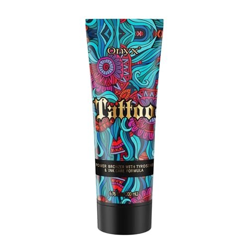 Onyx Tattoo Tanning Lotion - Indoor Accelerator with Bronzer and Tattoo Fade Protection - Dark Tan for Tanning Beds - Hydrating Fade Defense - 6.76 Fl Oz Avelisse