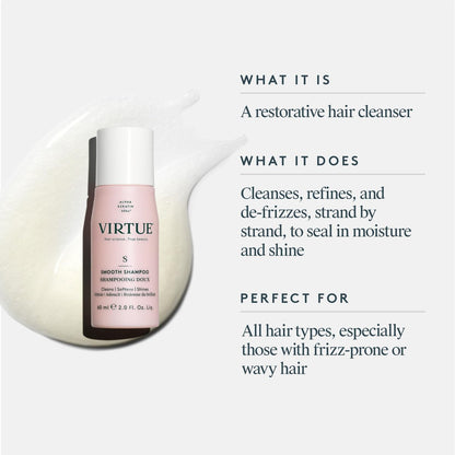 VIRTUE Smooth Sulfate Free Shampoo for Frizz Control – Color Safe, All Hair Types