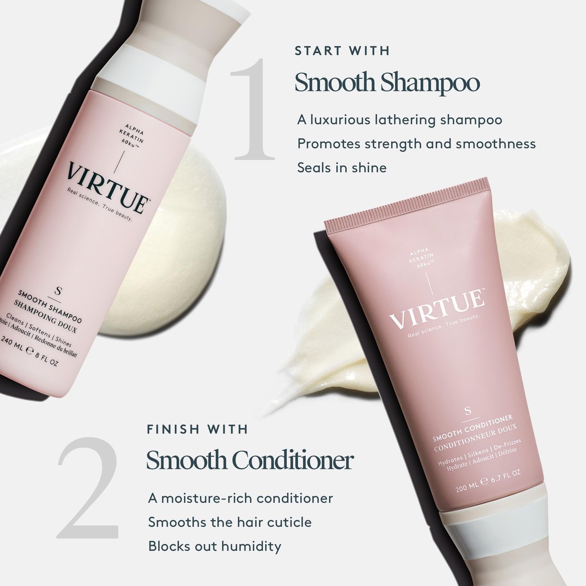 VIRTUE Smooth Sulfate Free Shampoo for Frizz Control – Color Safe, All Hair Types - görsel 7