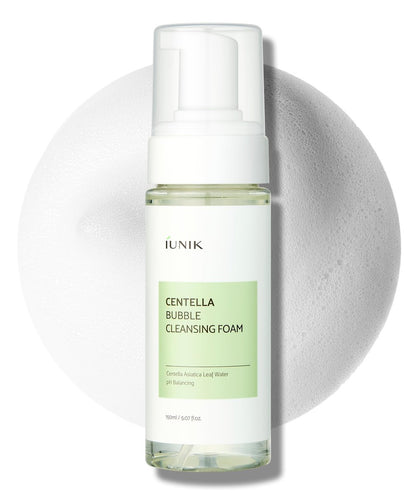 IUNIK Centella Bubble Foaming Vegan Facial Cleanser - 69% Centella Asiatica Extract, Soothing, Moisturizing, Exfoliating, Removes Pore Blackheads & Whiteheads, 5.07 Fl Oz Avelisse