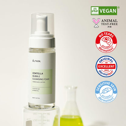 IUNIK Centella Bubble Foaming Vegan Facial Cleanser - 69% Centella Asiatica Extract, Soothing, Moisturizing, Exfoliating, Removes Pore Blackheads & Whiteheads, 5.07 Fl Oz Avelisse